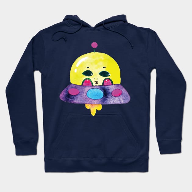 cute ufo towards outer space Hoodie by Littlefluffy